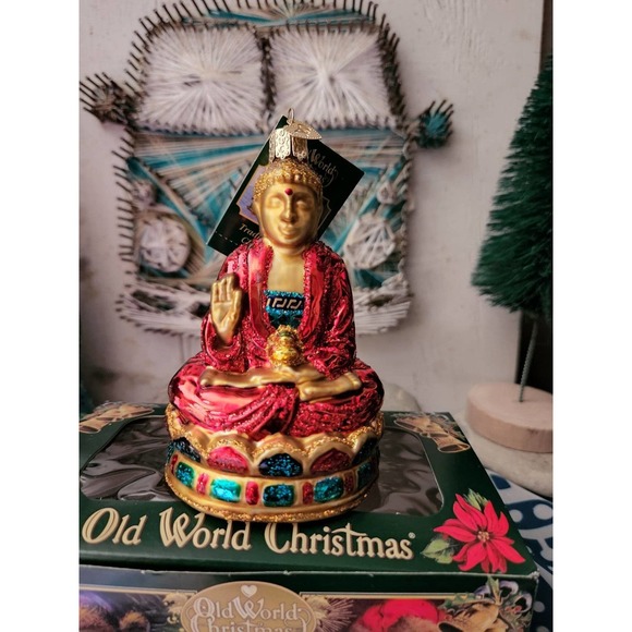 Christmas glass classic ornament colorful buddha ohm bohemian decor holiday - Picture 10 of 10